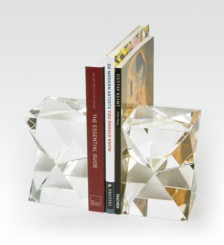 BOOKENDS CRYSTAL DIAMOND CUT RECTANGULAR - SET OF 2 #48813