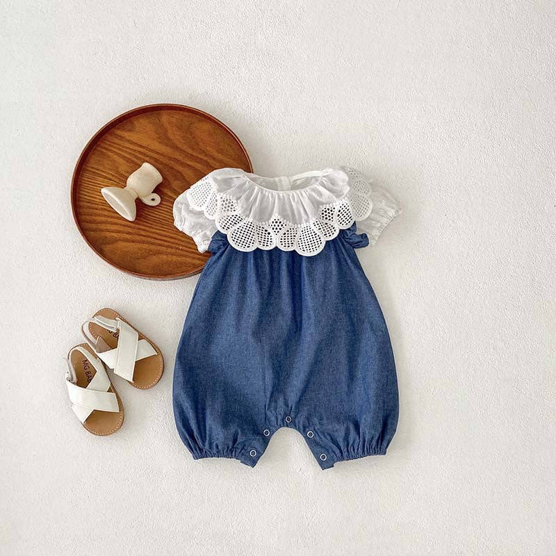 BODYSUIT DENIM SLEEVELESS RUFFLE