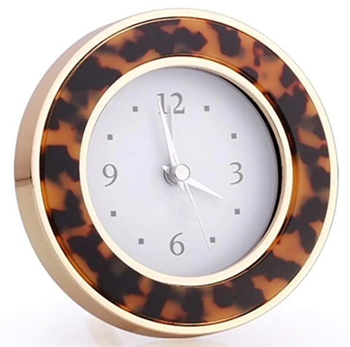 ALARM CLOCK SILENT TORTOISE & GOLD ROUND #49260