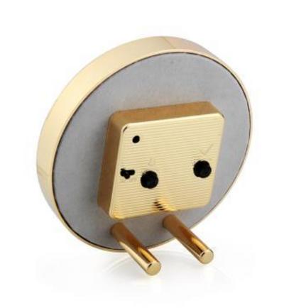 ALARM CLOCK TORTOISE SHELL & GOLD ROUND