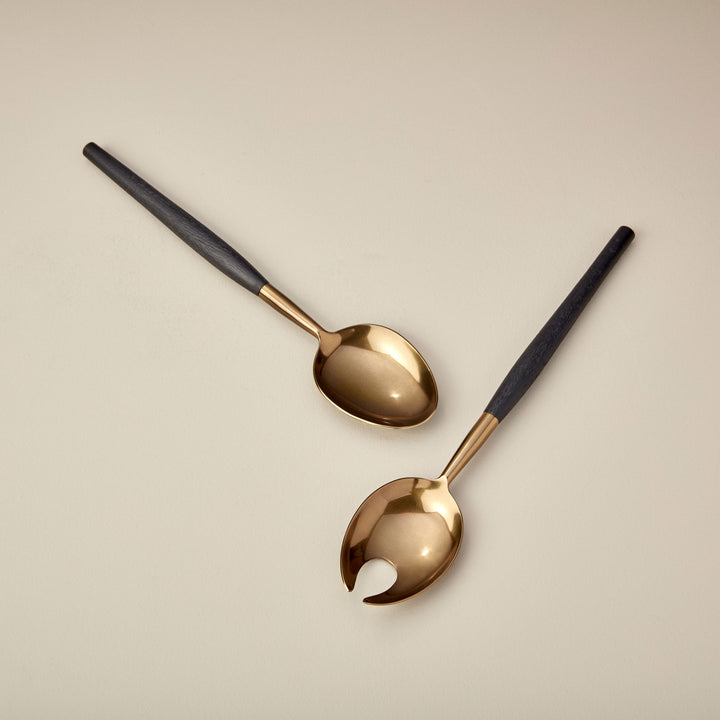 SERVING SET BLACK MANGO WOOD & AGED BRONZE #49443