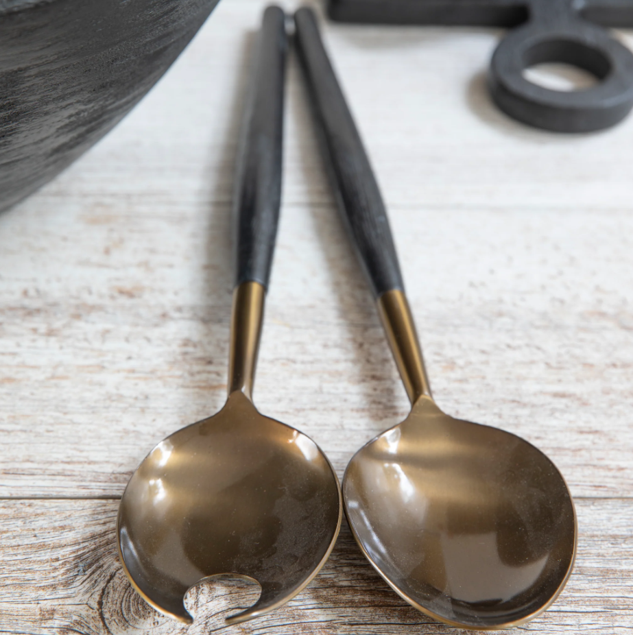 SERVING SET BLACK MANGO WOOD & AGED BRONZE #49443