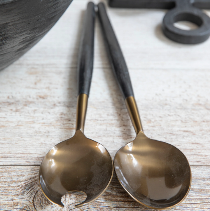 SERVING SET BLACK MANGO WOOD & AGED BRONZE #49443