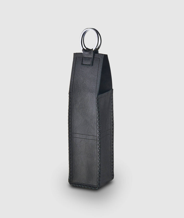 WINE TOTE BLACK LEATHER #22018