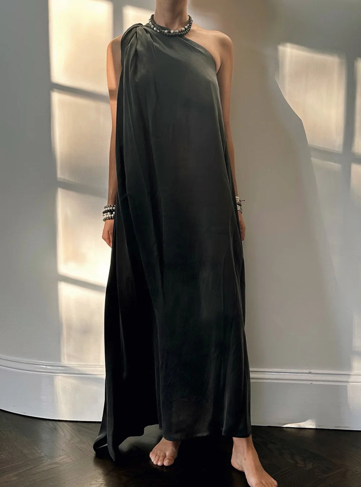 DRESS PAIX ONE SHOULDER TWISTED ARM CAVIAR