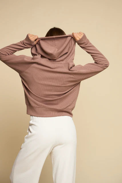 HOODIE FULL ZIP RIBBED