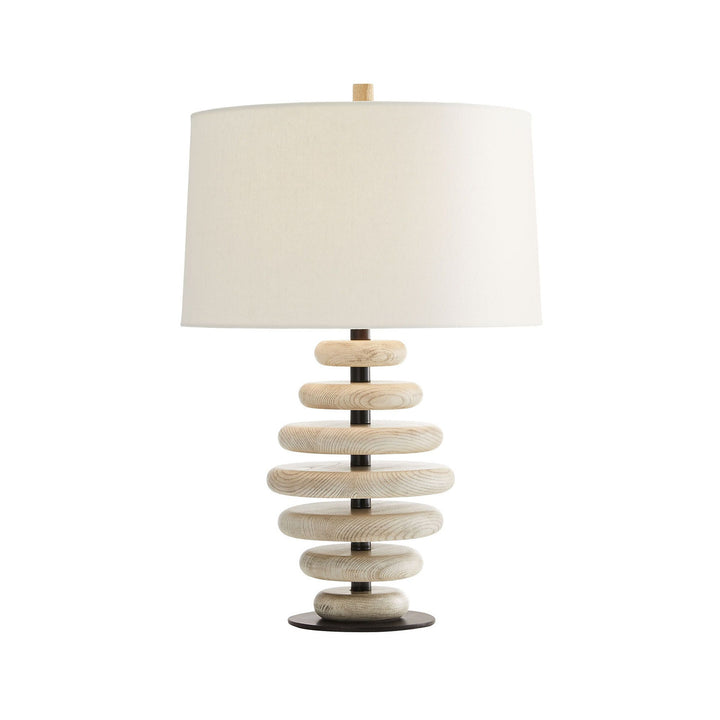 TABLE LAMP CERUSED OAK DISCS WITH IRON SPINE (NRD) #57366