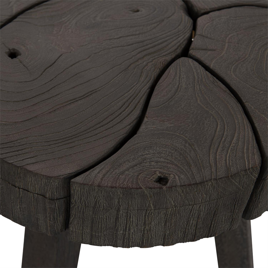 SIDE TABLE ROUND SLICED TEAK TOP #59917