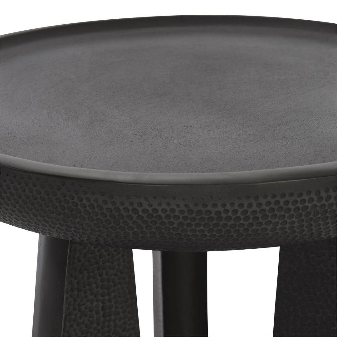 SIDE TABLE ROUND BLACK TEXTURED METAL #72402
