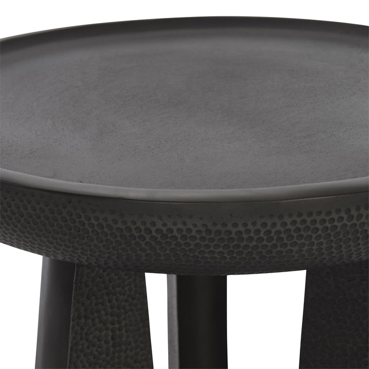 SIDE TABLE ROUND BLACK TEXTURED METAL #72402