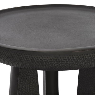 SIDE TABLE ROUND BLACK TEXTURED METAL