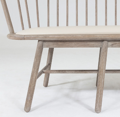 BENCH LONG MOHAIR GREY OAK WIRE