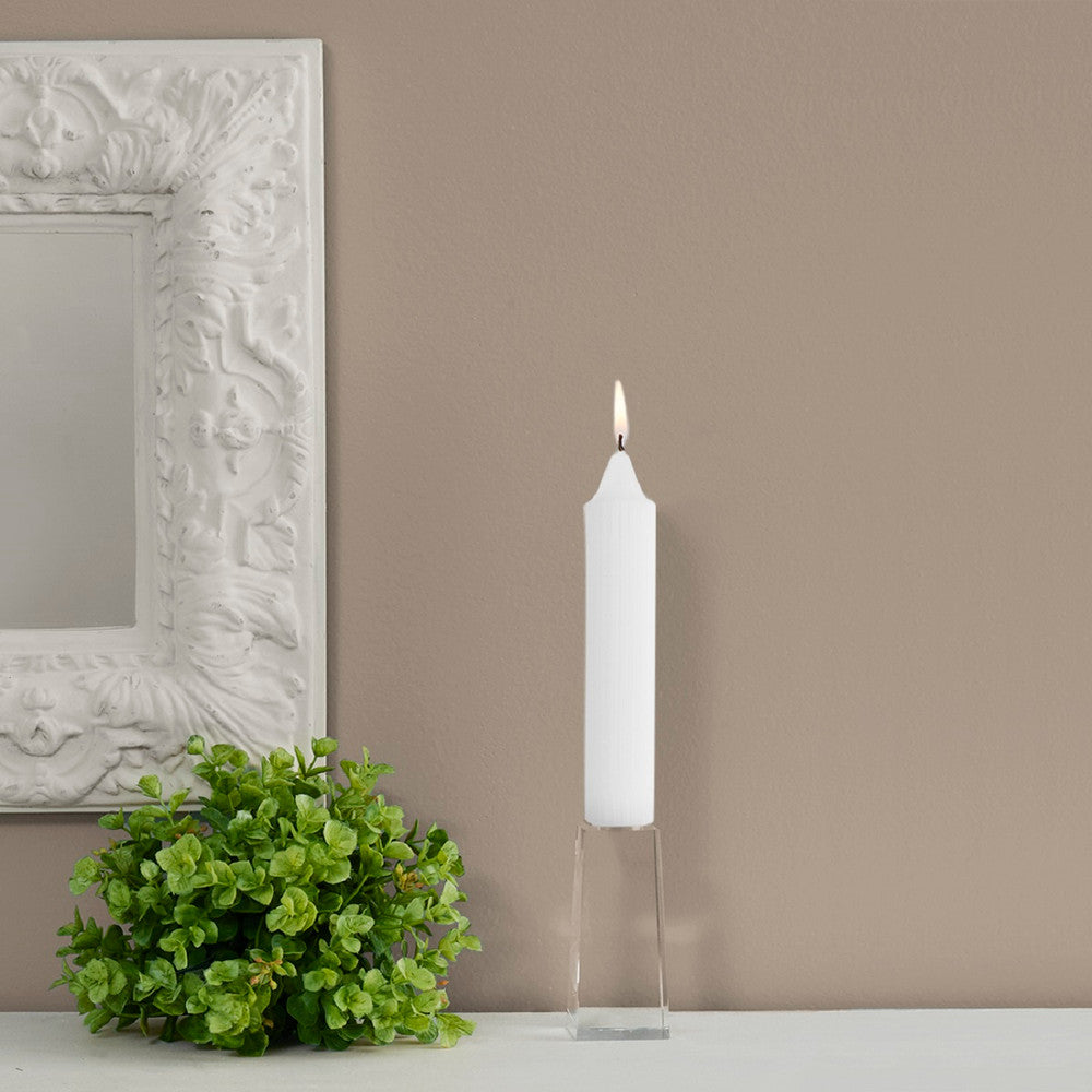 7" TAPER CANDLE RIBBED WHITE
