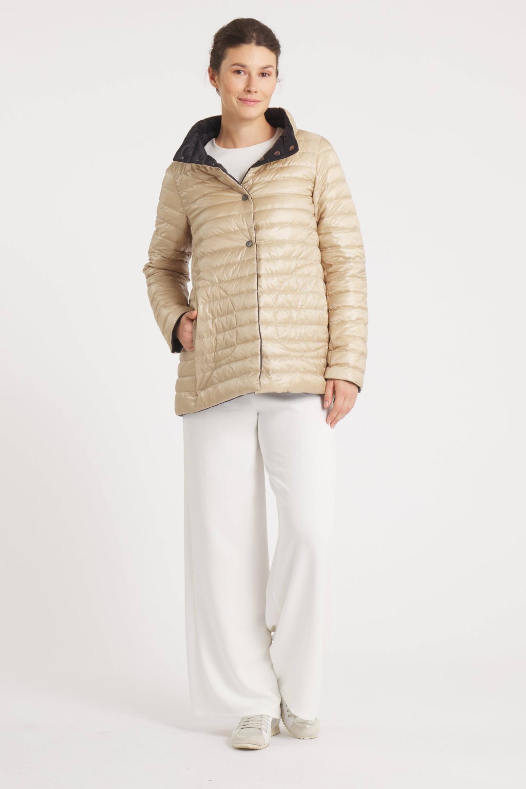 COAT REVERSIBLE DOWN 2 IN 1 MATTE BLACK TAUPE THE KNIGHTSBRIDGE