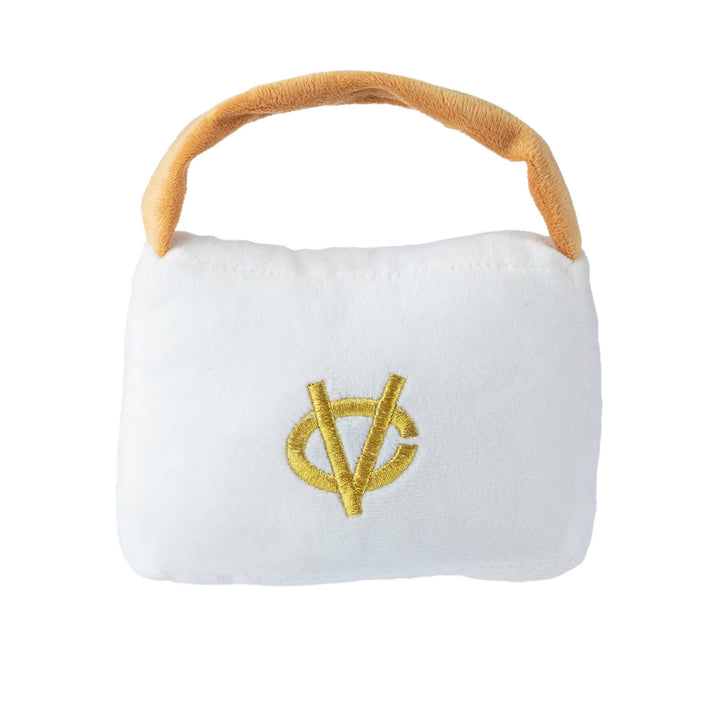 DOG TOY WHITE CHEWY VUITON PURSE