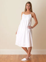 NIGHTGOWN WHITE COTTON SPAGHETTI STRAPS