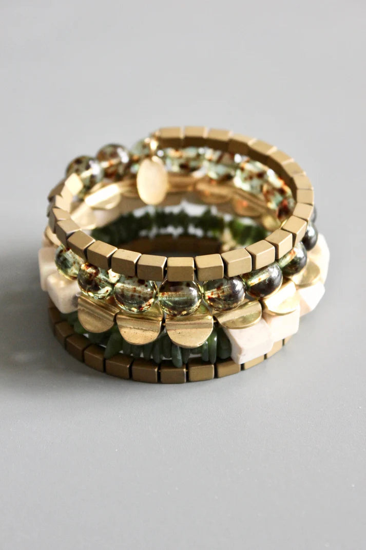 BRACELET HEMATITE GLASS AGATE & JADE