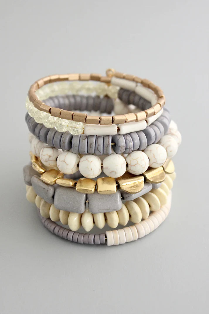 BRACELET GRAY WHITE & BRASS