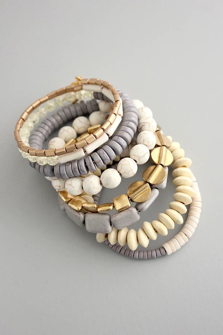 BRACELET GRAY WHITE & BRASS