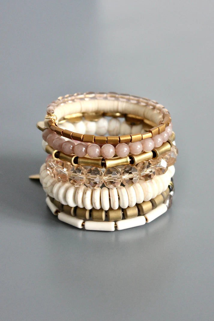 BRACELET MAUVE & WHITE WRAP