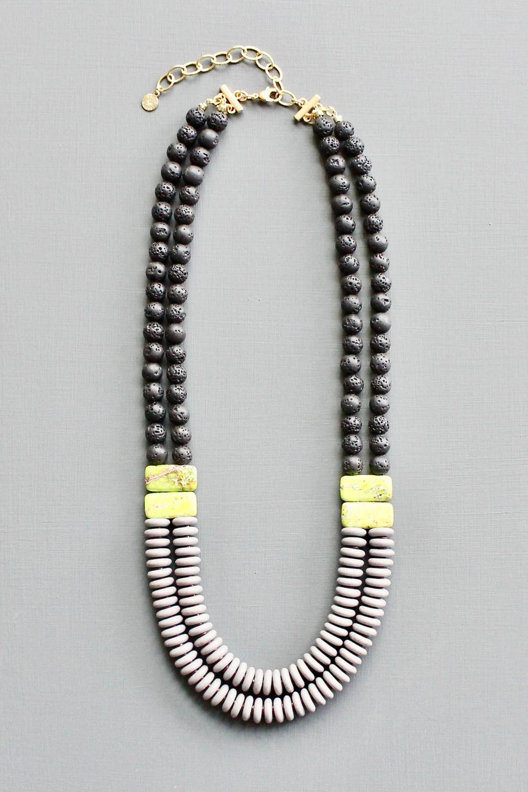 NECKLACE DOUBLE STRAND LAVENDER AND BLACK
