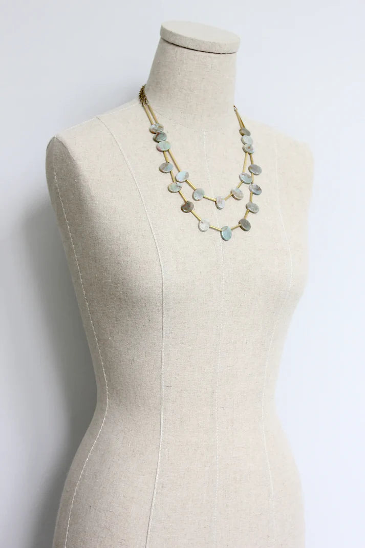 NECKLACE JADE & BRASS BEADED