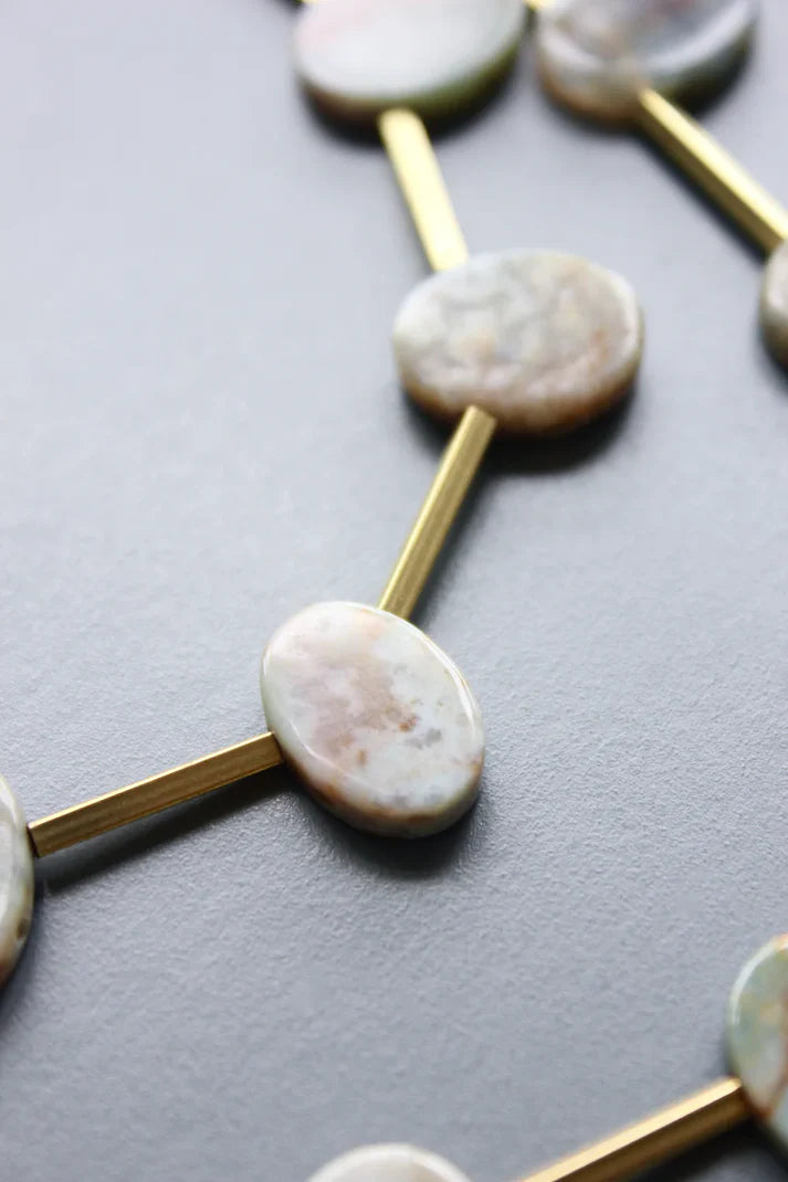 NECKLACE JADE & BRASS BEADED