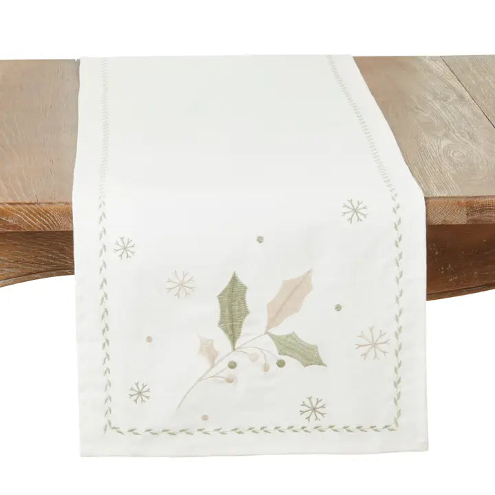 TABLE RUNNER JOYFUL HOLLY LEAVES