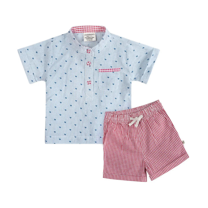 S/2 DITSY HEART BABY TOP+SHORT
