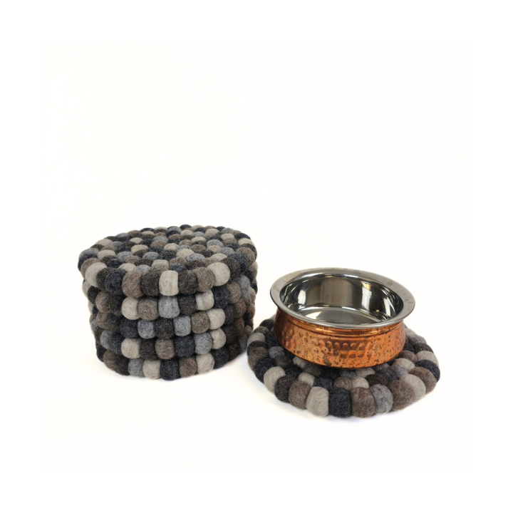 TRIVET POM POM NATURAL ROUND