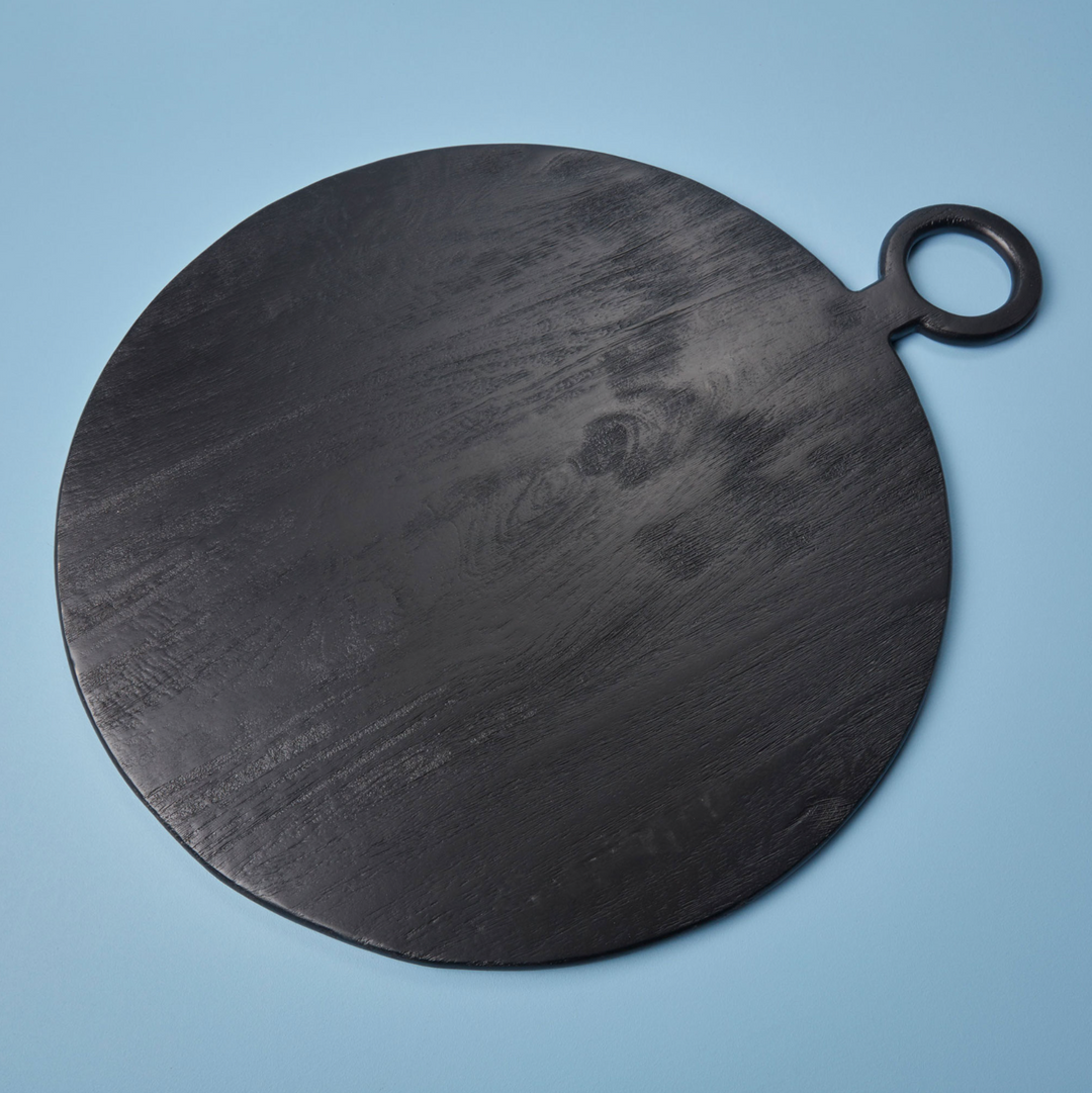BOARD ROUND BLACK MANGO WOOD