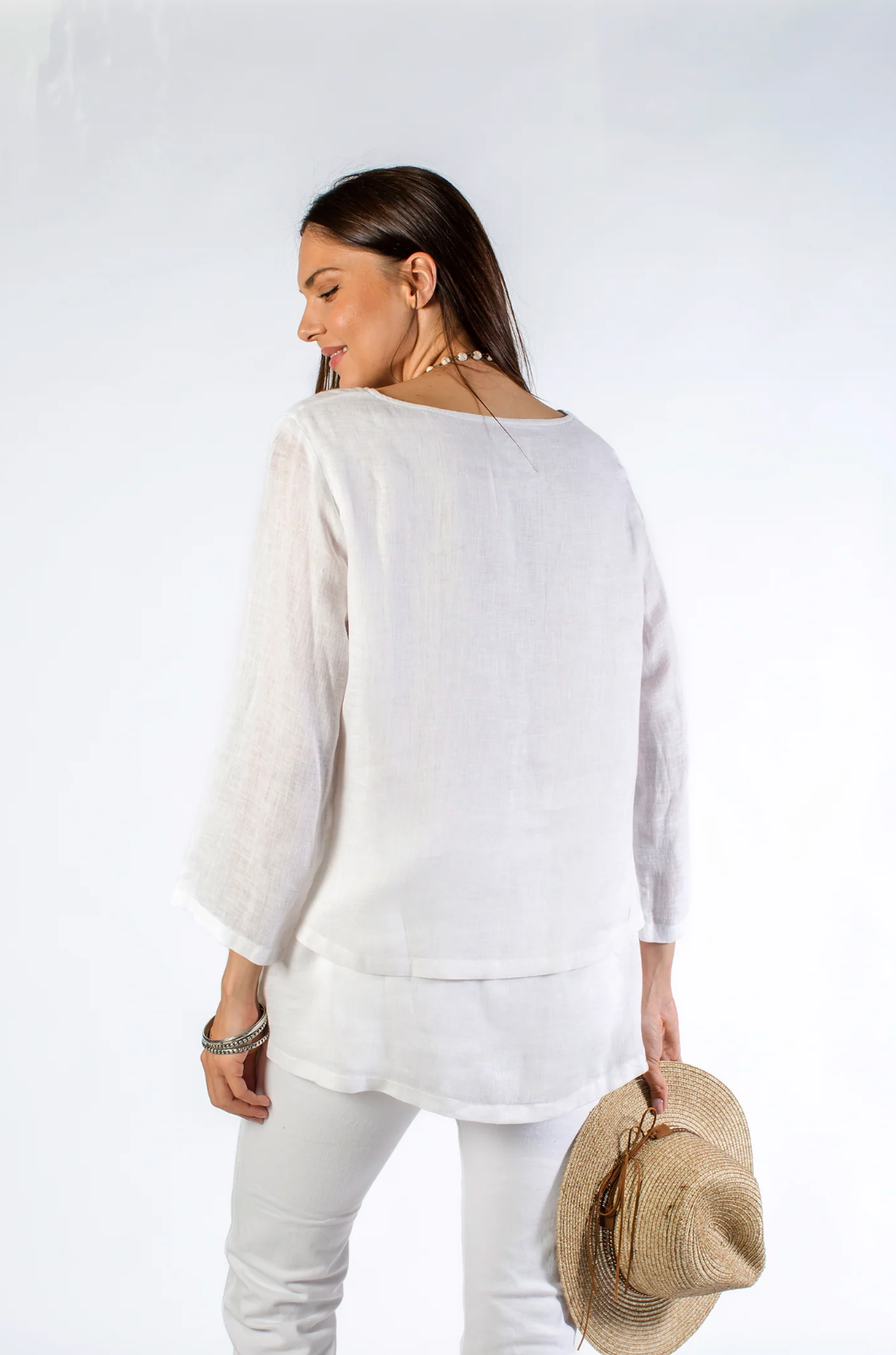 TOP LINEN DOUBLE LAYER WHITE LARGE #51550