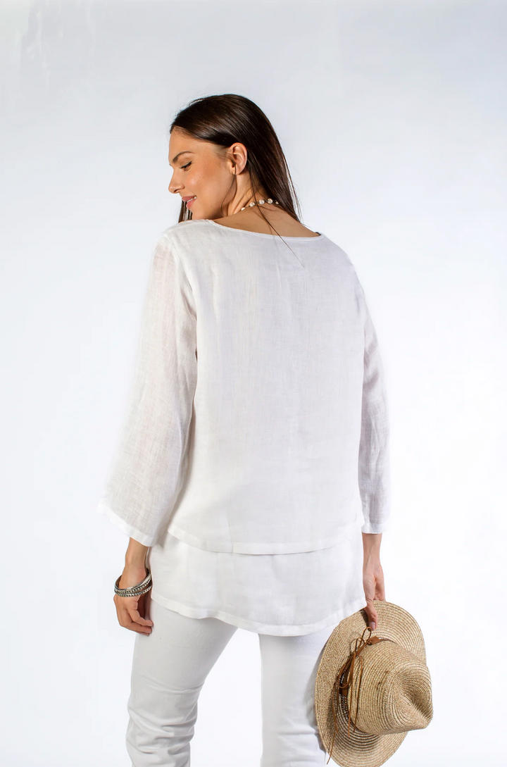 TOP LINEN DOUBLE LAYER WHITE LARGE #51550