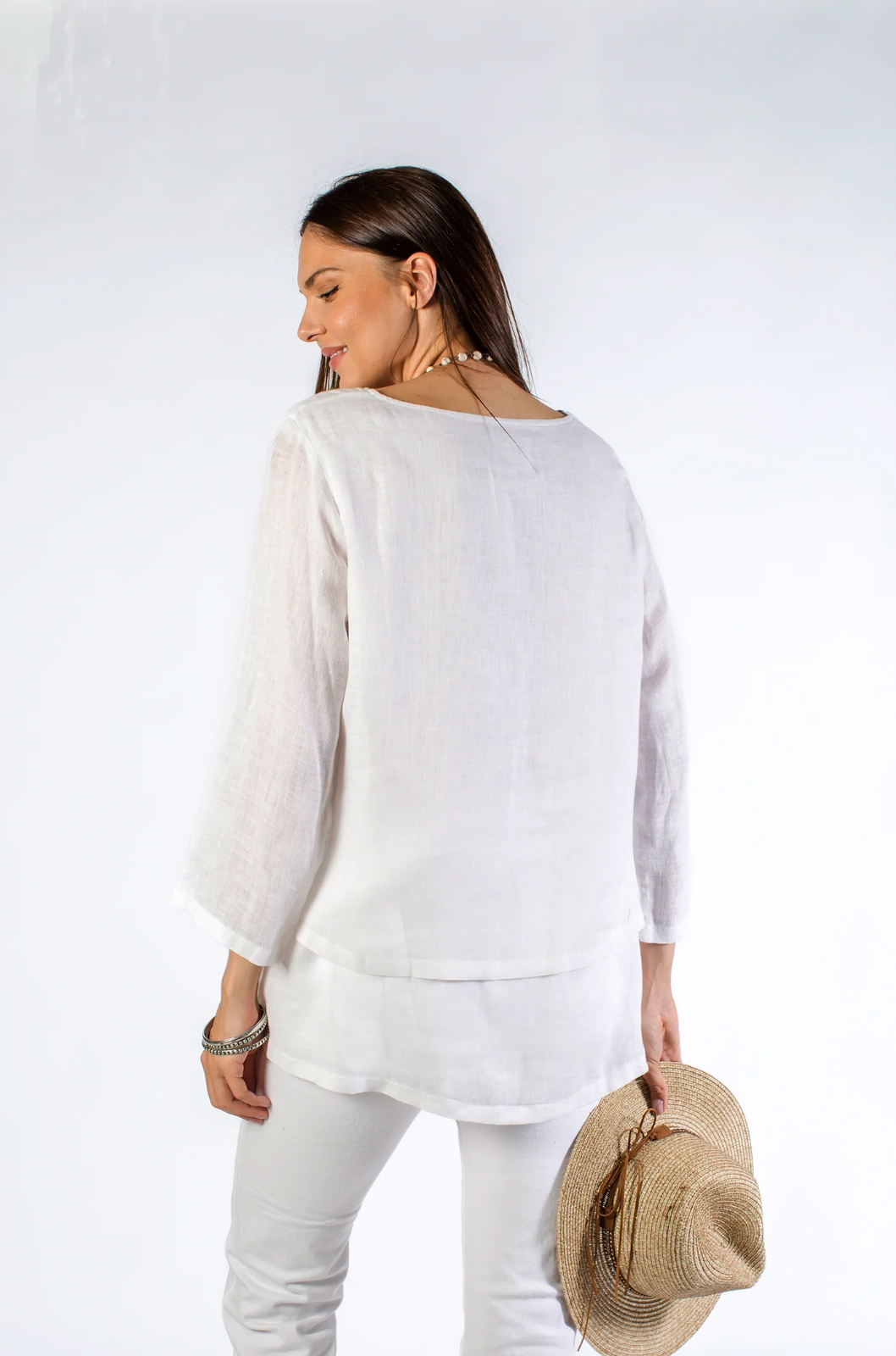 TOP LINEN DOUBLE LAYERS WHITE (Available in 2 Sizes)