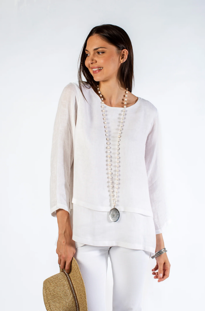 TOP LINEN DOUBLE LAYER WHITE LARGE #51550
