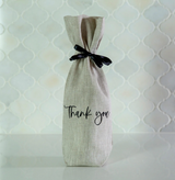 WINE BAG "THANK YOU" FLAX/BLACK