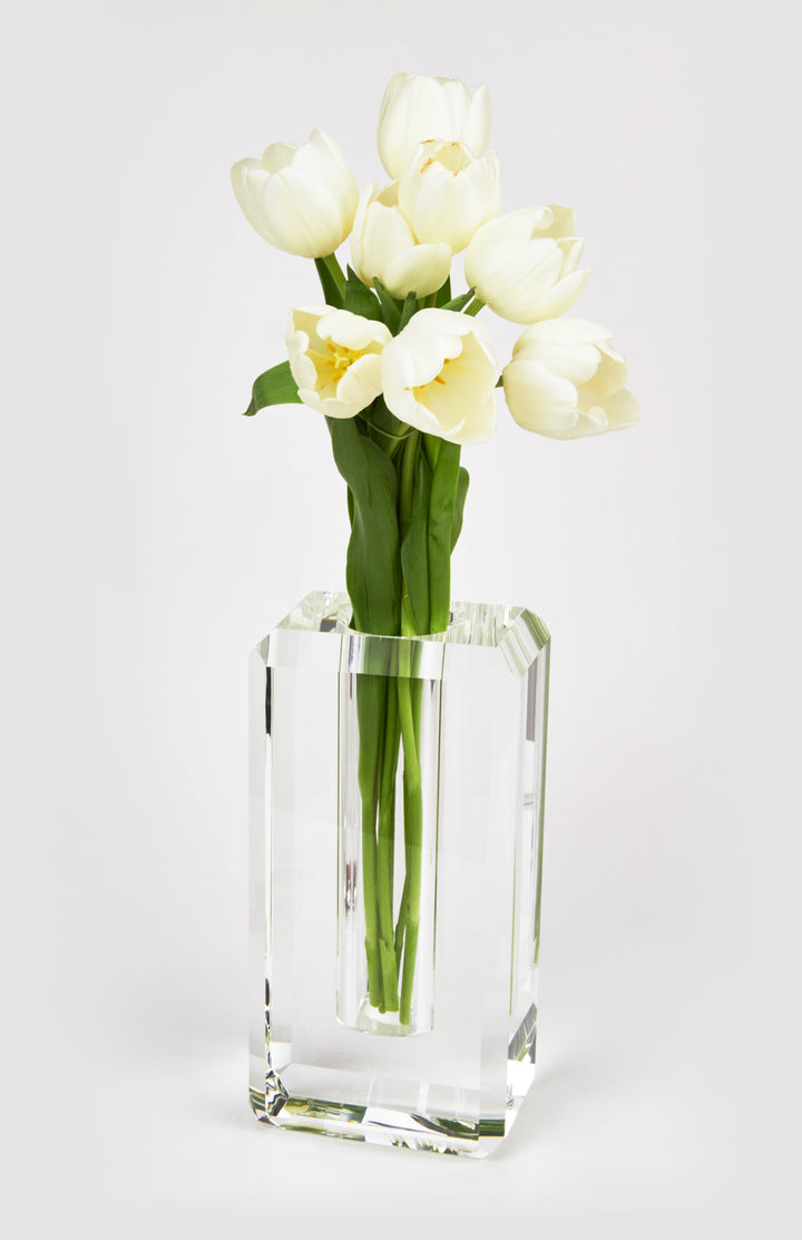 VASE CRYSTAL GLASS HEXAGONAL EDGE