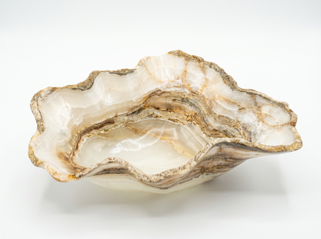 BOWL ONYX WHITE AMBER 20.5L 14.5W 7.6H