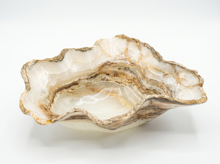 BOWL ONYX WHITE AMBER 20.5L 14.5W 7.6H