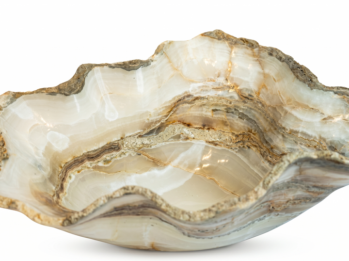 BOWL ONYX WHITE AMBER 20.5L 14.5W 7.6H