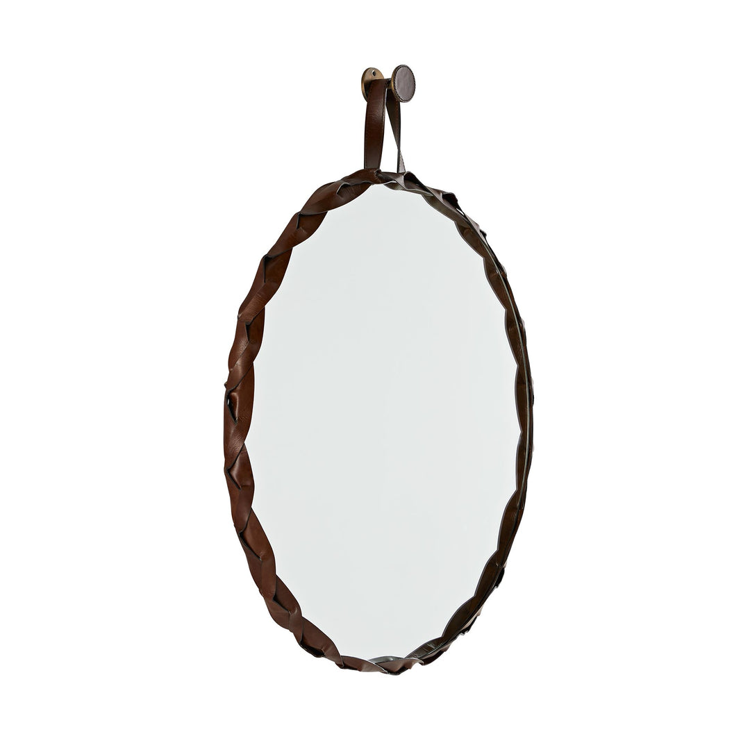 MIRROR ROUND LEATHER LARGE #51990