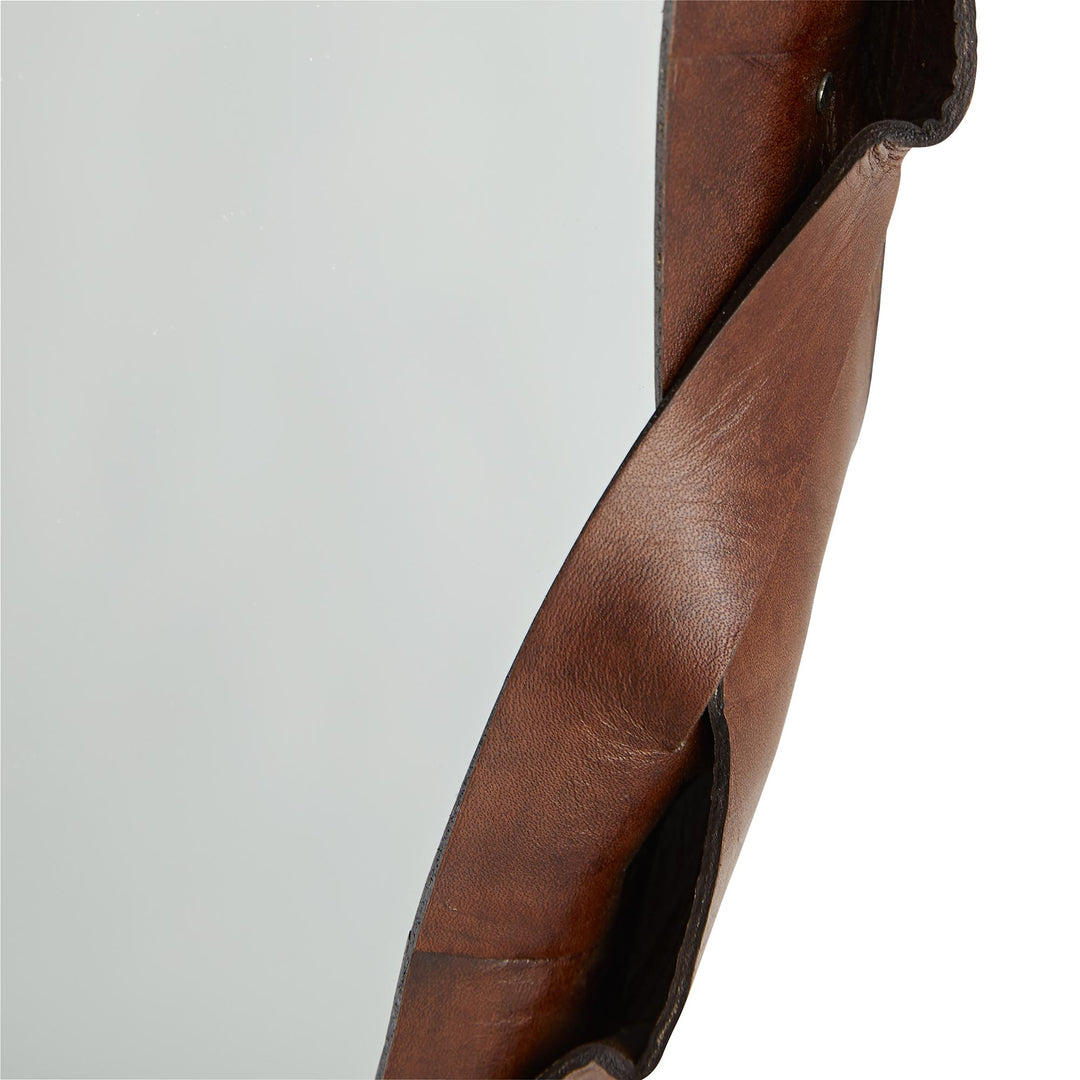 MIRROR ROUND LEATHER LARGE #51990