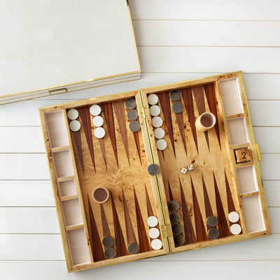 BACKGAMMON SET CREAM SHAGREEN #52047