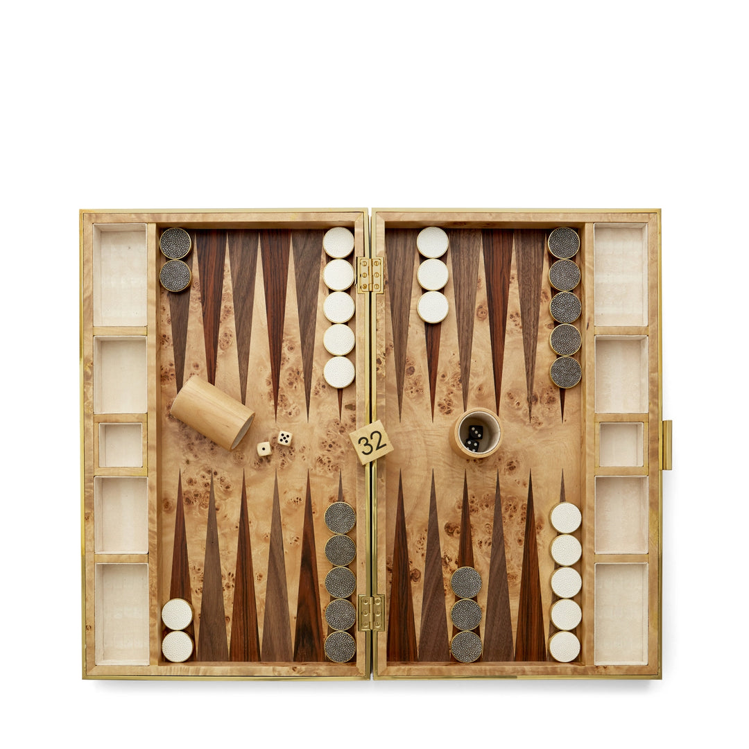 BACKGAMMON SET CREAM SHAGREEN #52047