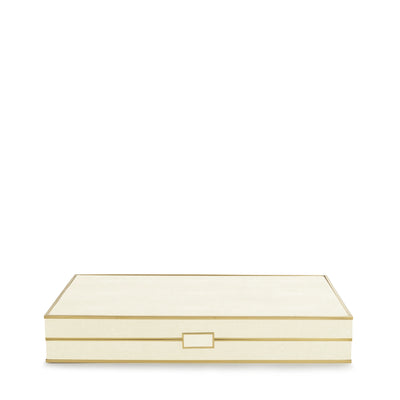 BACKGAMMON SET CREAM SHAGREEN #52047
