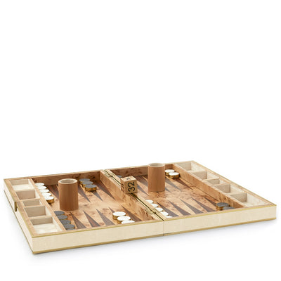 BACKGAMMON SET CREAM SHAGREEN #52047