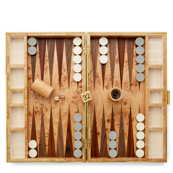 BACKGAMMON SET DOVE SHAGREEN #52048