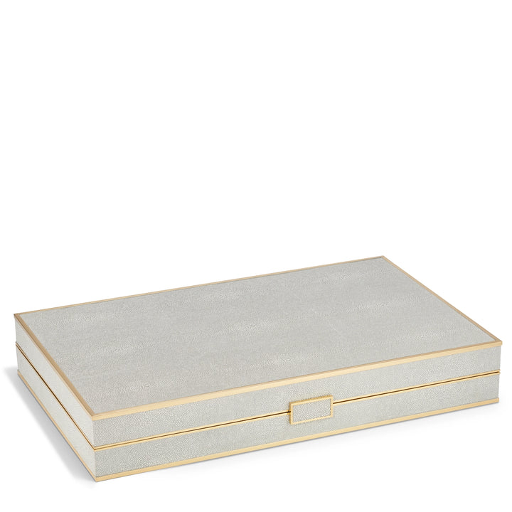 BACKGAMMON SET DOVE SHAGREEN #52048