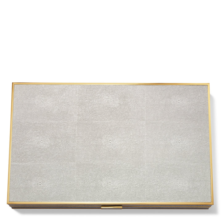 BACKGAMMON SET DOVE SHAGREEN #52048