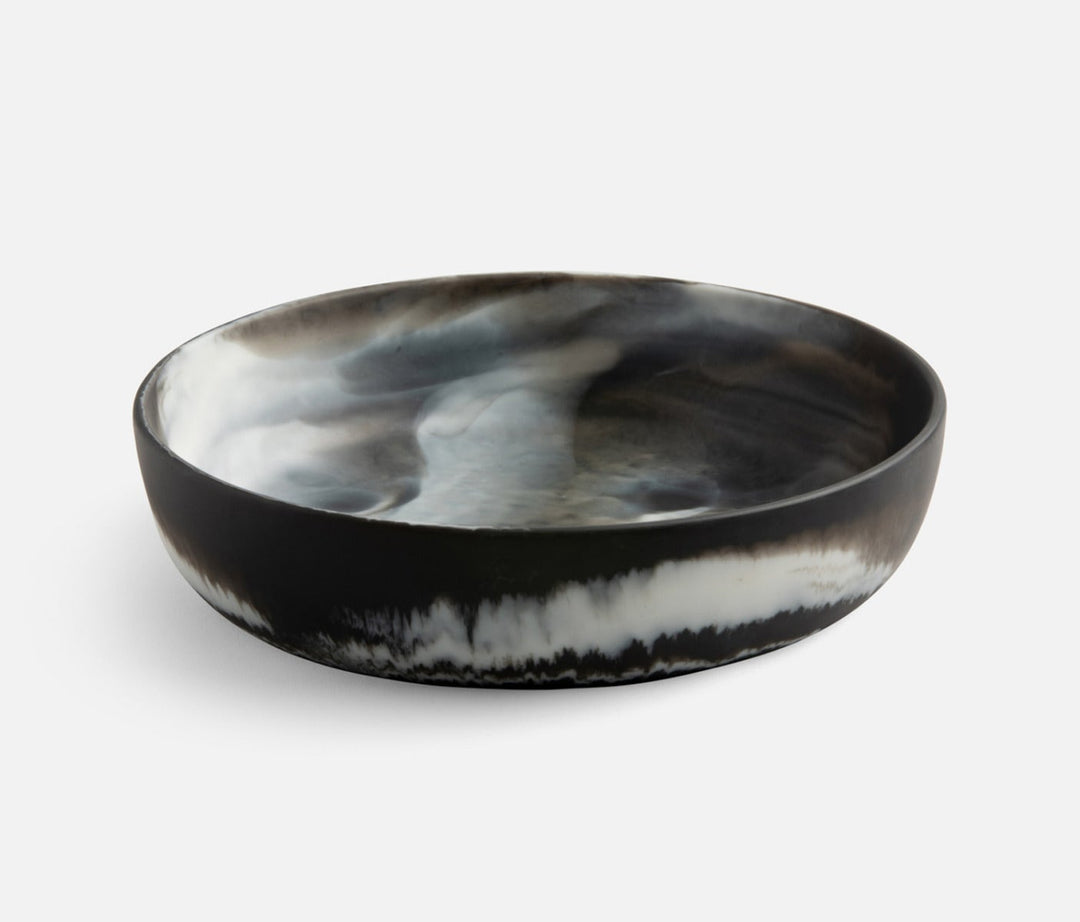 BOWL SERVING BLACK SWIRL RESIN